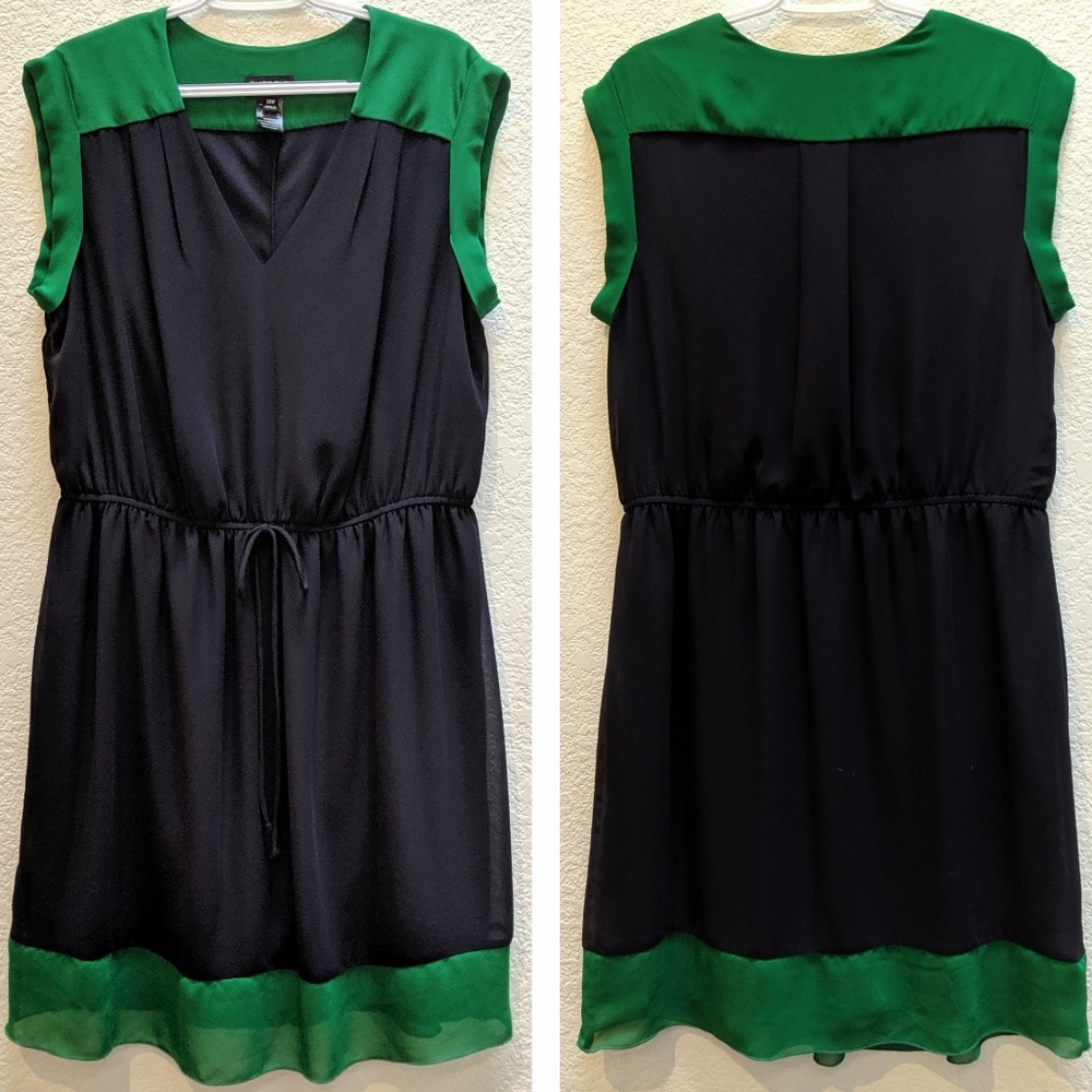 Enfocus Women navy & green sleeveless V-neck dress